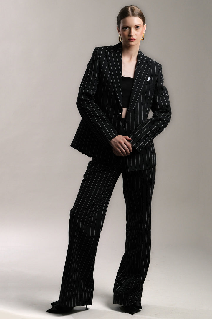 Regent - Black Striped Linen Suit