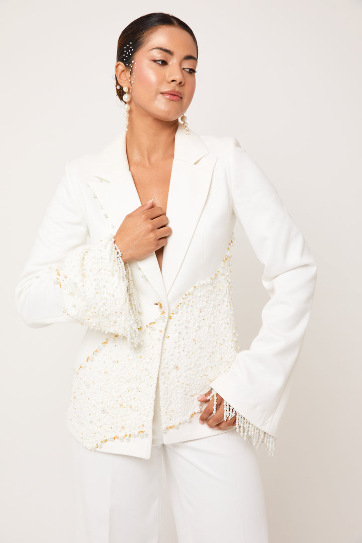 Riselienne - White 2-Piece Blazer Suit