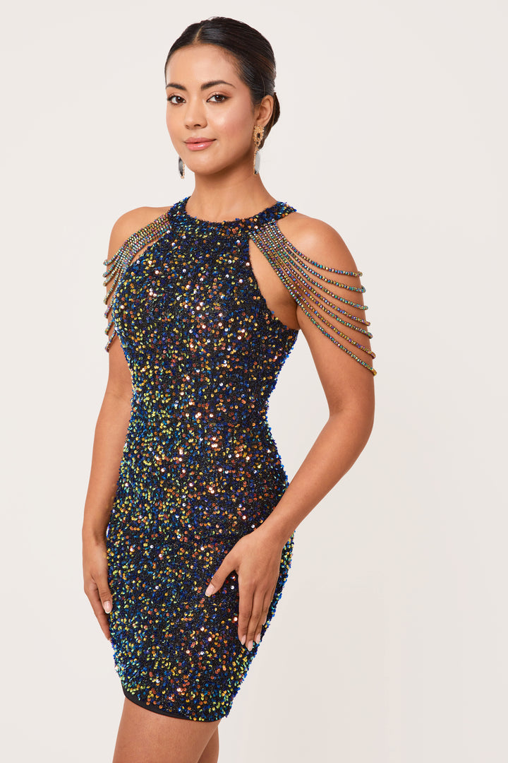 Aurora - Multicoloured Sequin Mini Dress