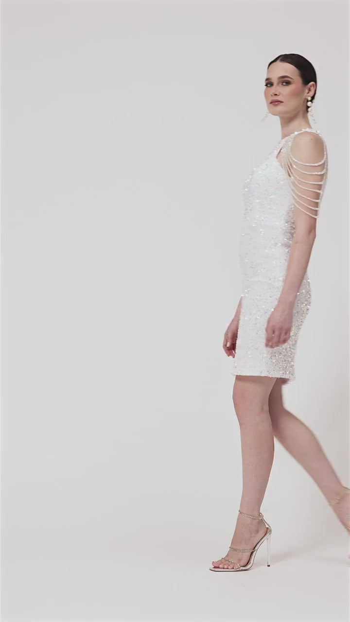 Iris - White Sequin Mini Dress