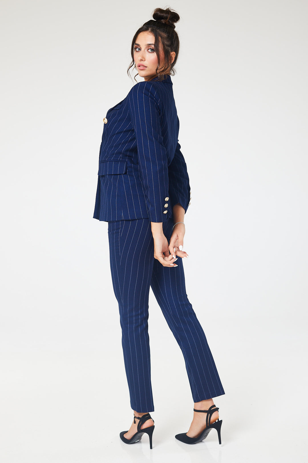 Navy Pinstriped Double Breasted 2-Piece Suit
