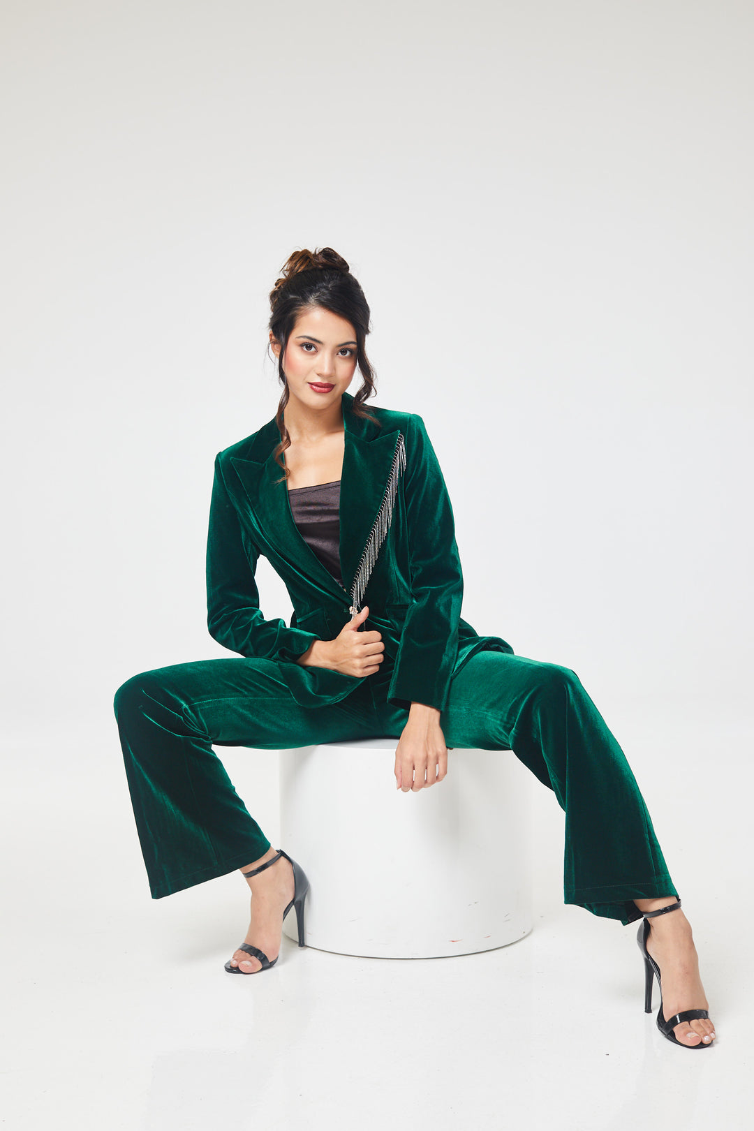 Emerald Green Jewelled Lapel 2-Piece Suit