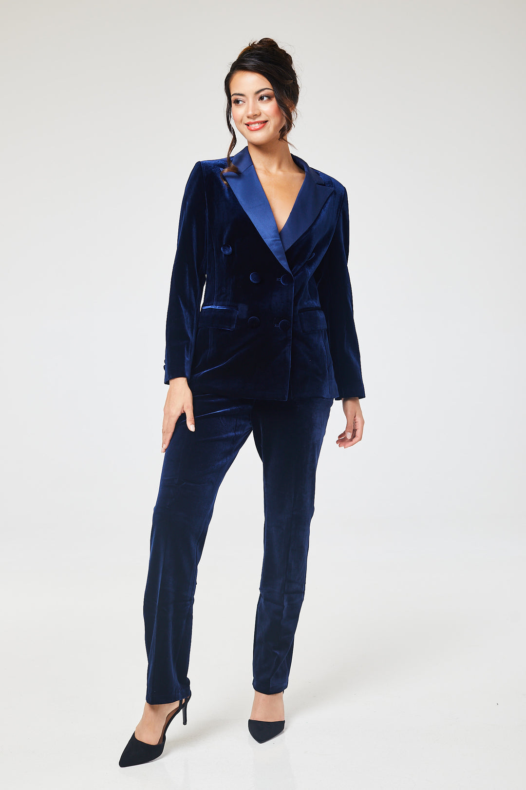 Navy 2-Piece Double Breasted Velvet Suit