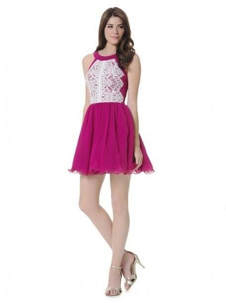 Pink Sleeveless Lace Bodice Mini Dress
