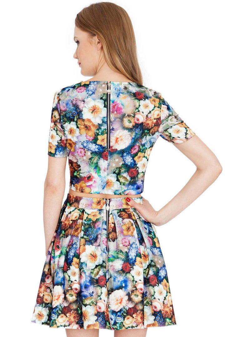 Multicoloured Floral Print Co-ord - Back View