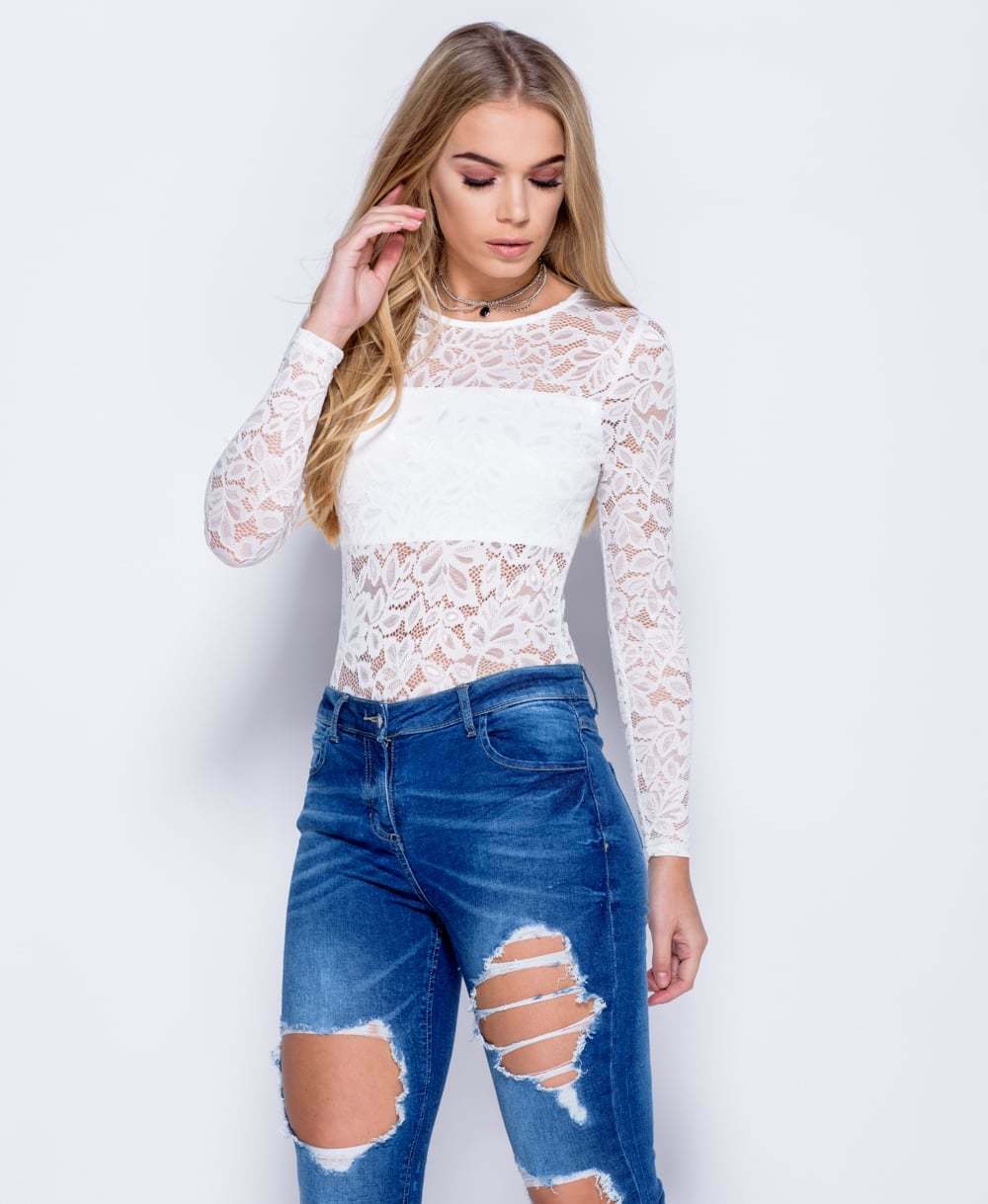 Full Sleeved Lace Bodysuit