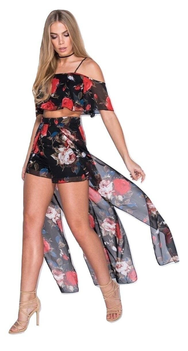 Floral Printed Co-ord Set in Black