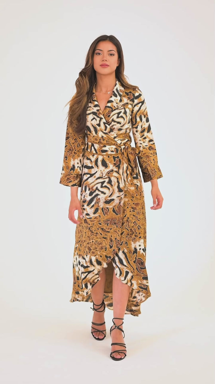 Leopard Print Hi-Lo Wrap Dress