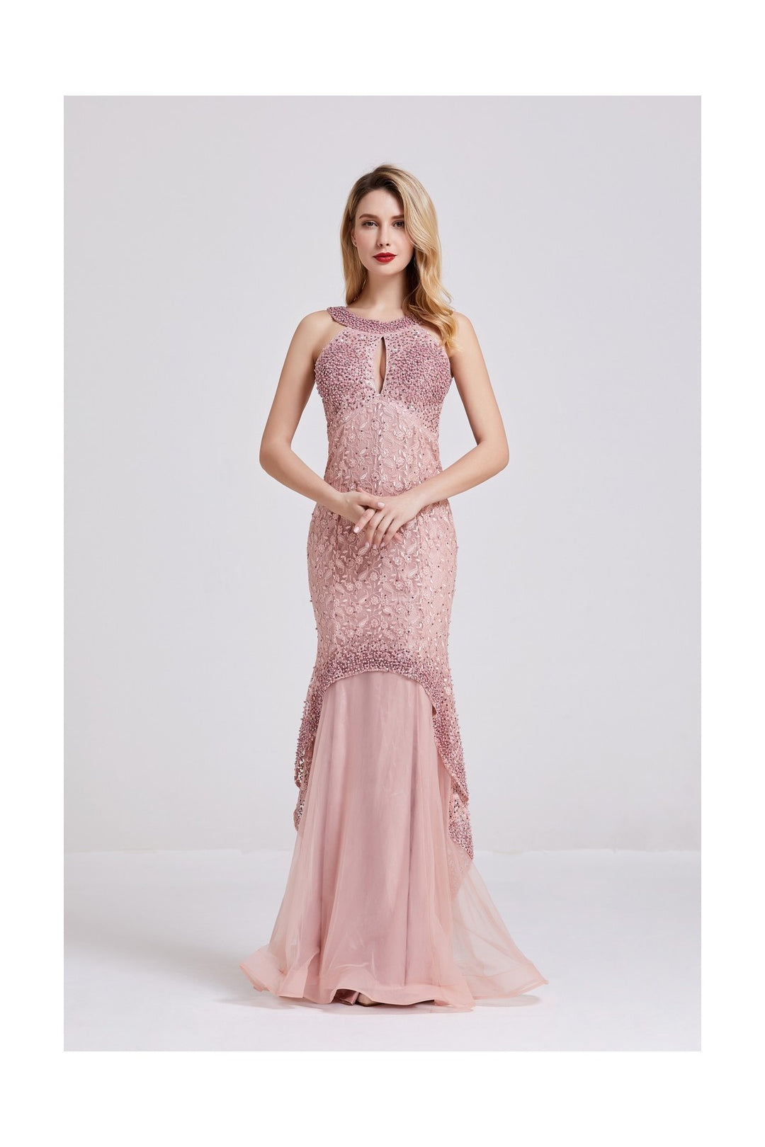 Pink Sleeveless Maxi Dress - Full Front View