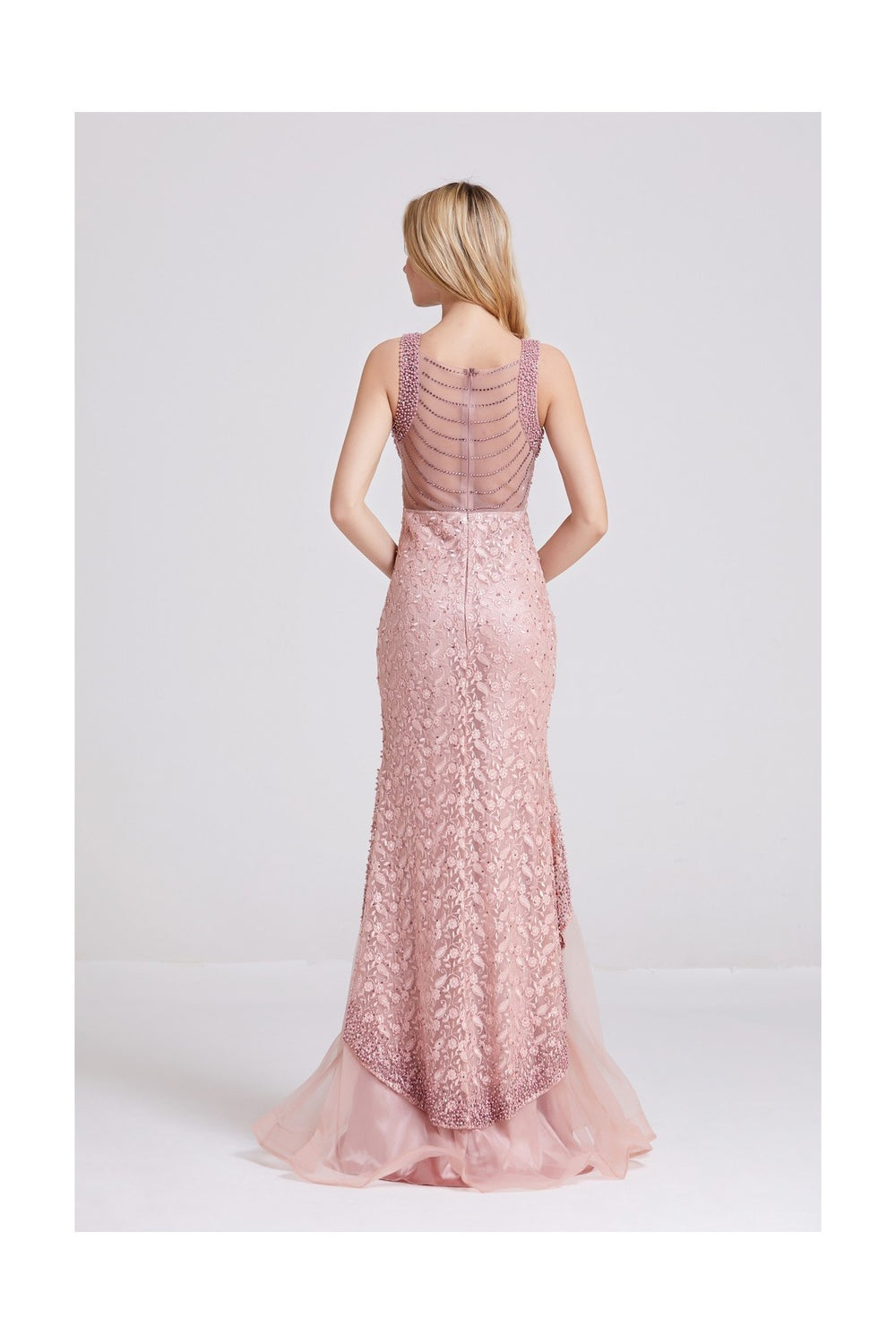 Pink Sleeveless Maxi Dress - Full Back View