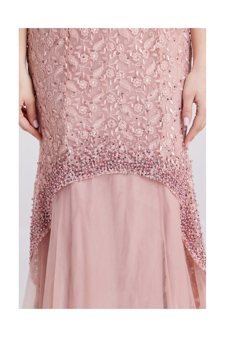 Pink Sleeveless Maxi Dress - Close Material View