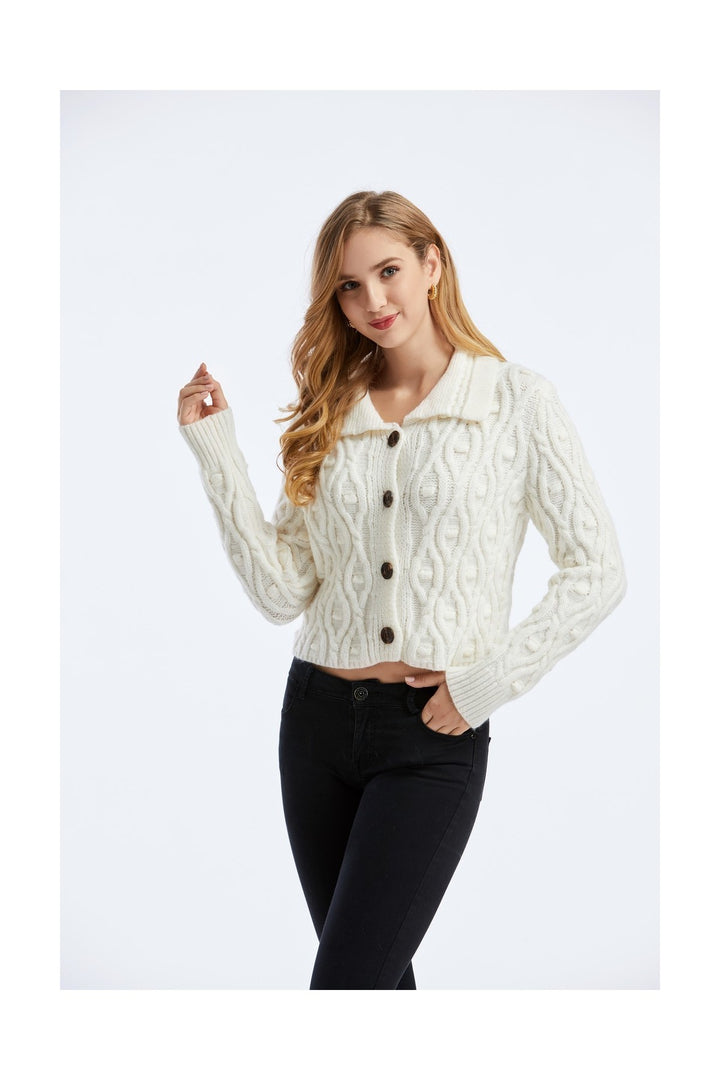 White Long Sleeve Gilet Sweater - Close Front View