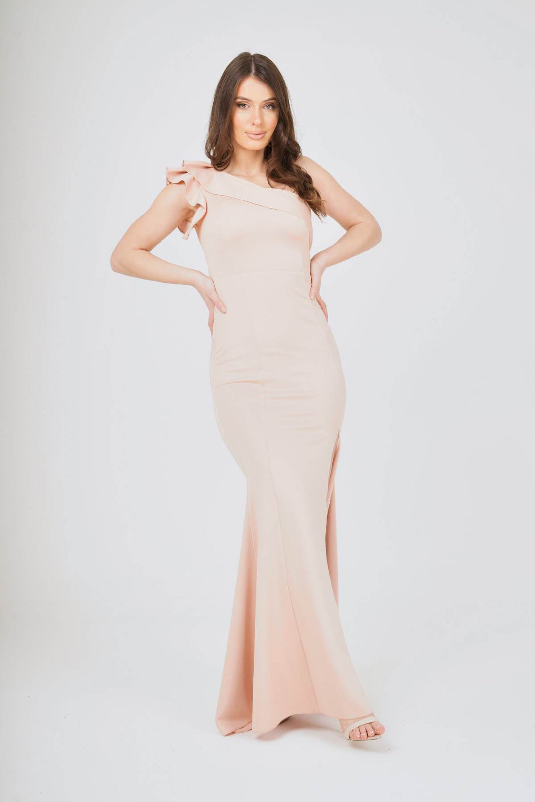 Frilled One Shoulder Maxi Dress