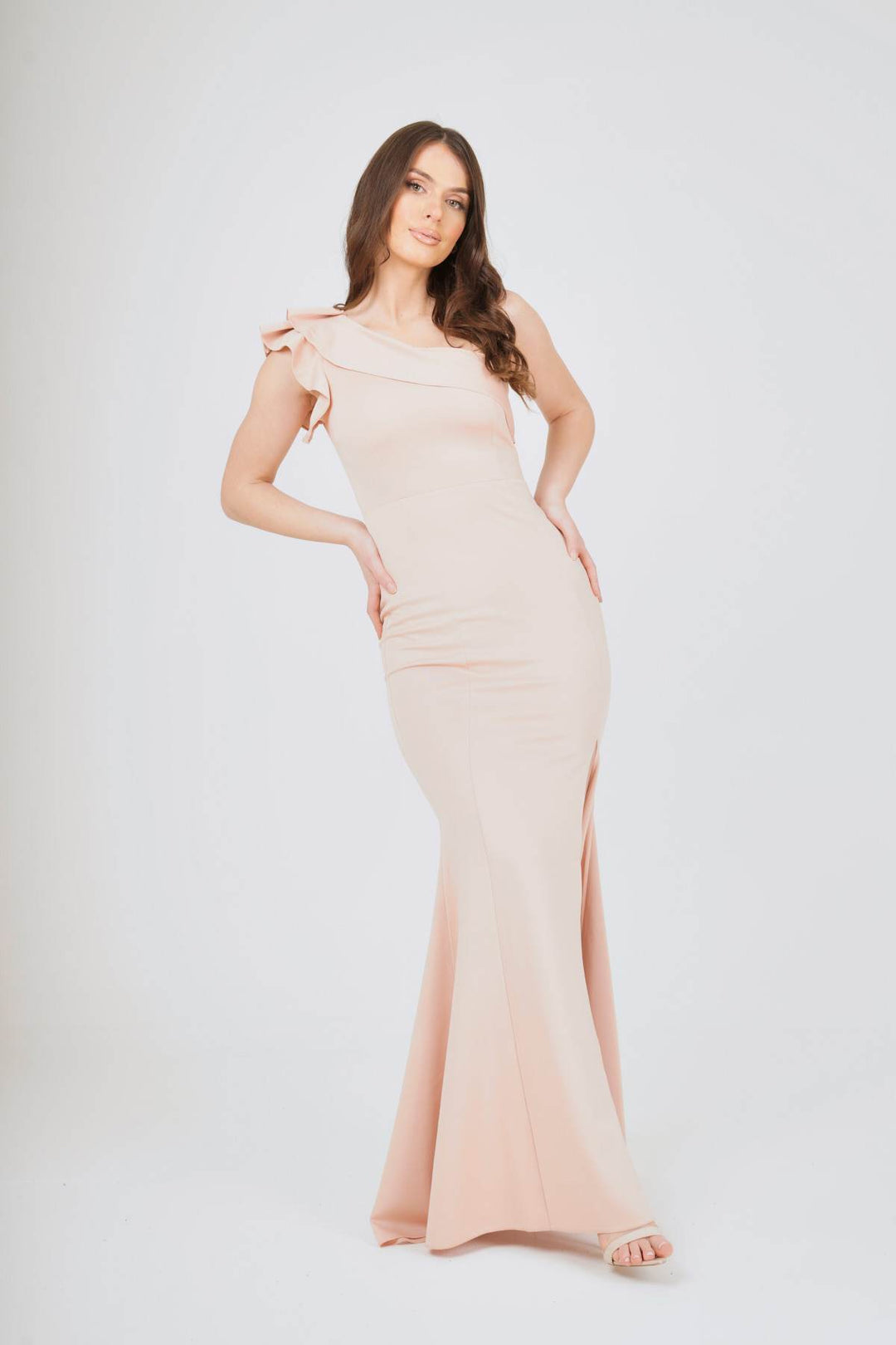 Frilled One Shoulder Maxi Dress