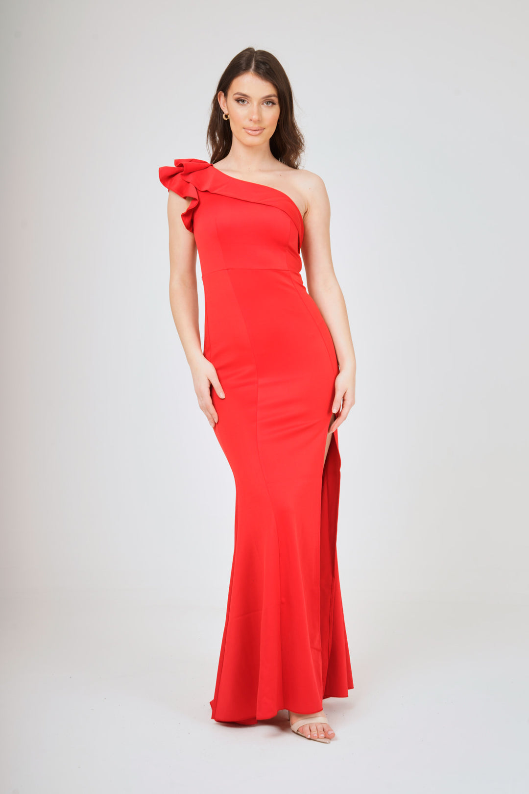 Frilled One Shoulder Maxi Dress