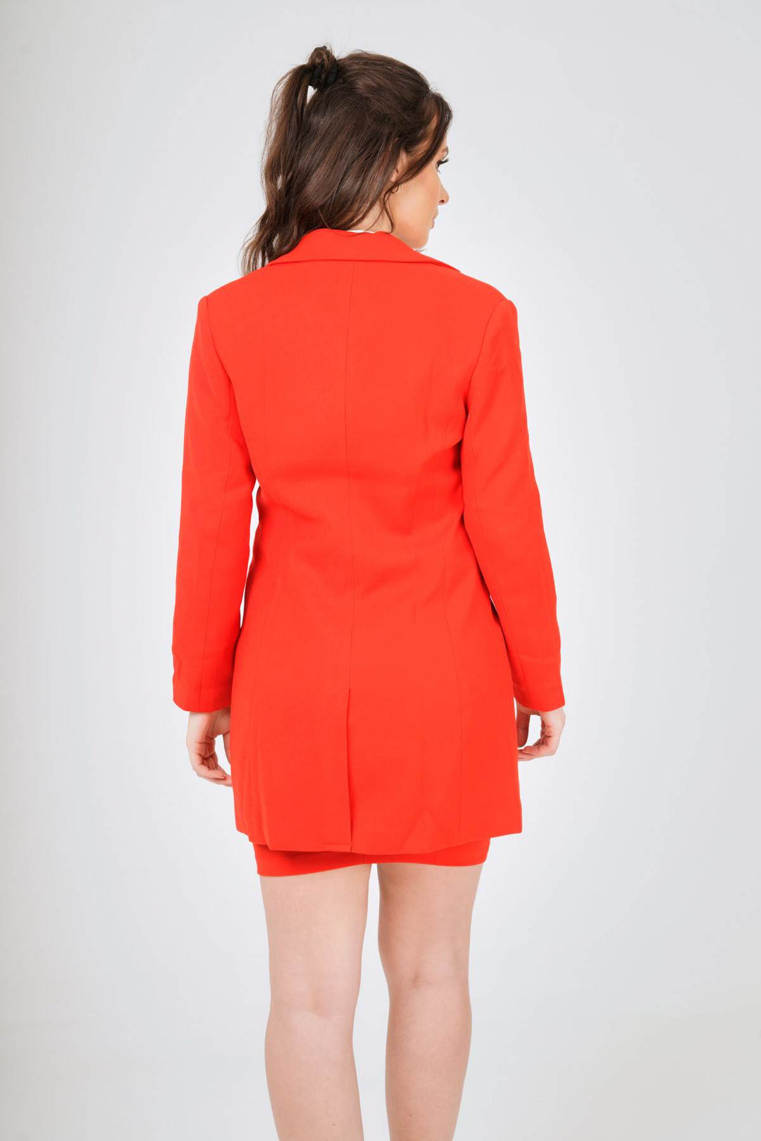 Red Long Blazer  Mini Skirt Suit