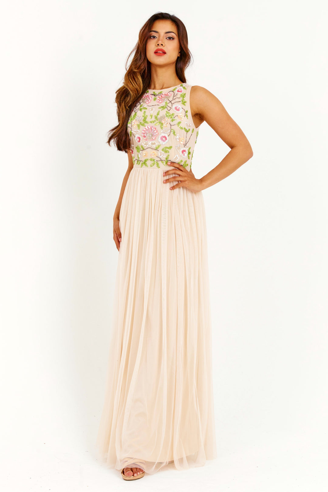 Apricot Handmade Embellished Detail Maxi Dress