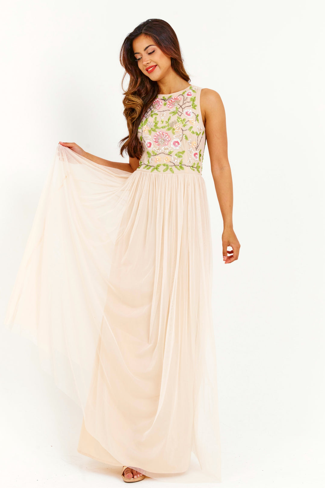 Apricot Handmade Embellished Detail Maxi Dress