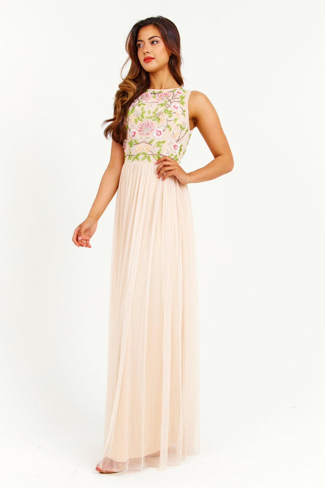 Apricot Handmade Embellished Detail Maxi Dress