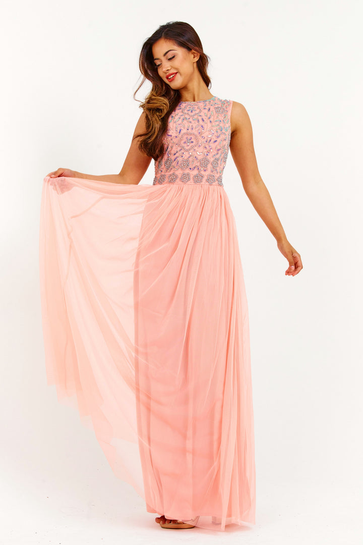 Rose Handmade Embellished Maxi Dress