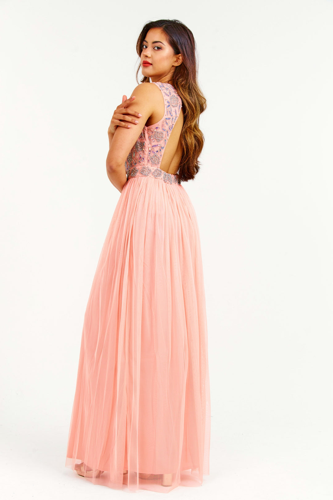 Rose Handmade Embellished Maxi Dress