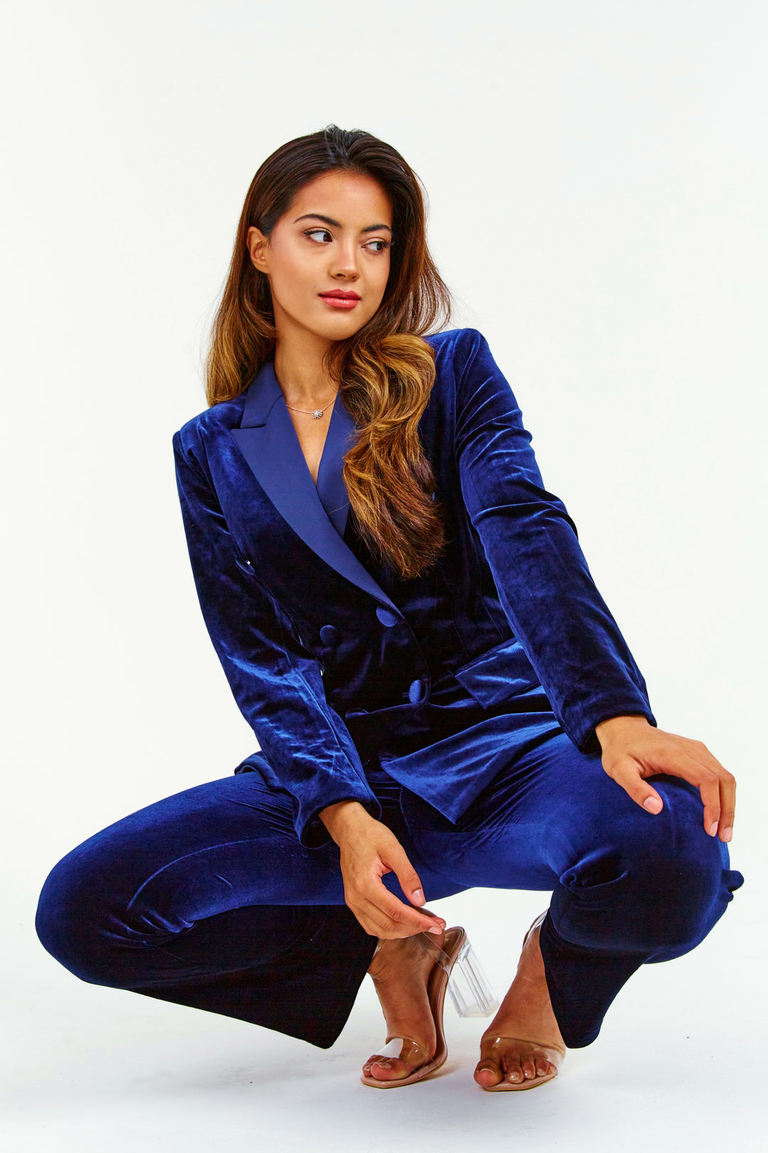 Navy 2-Piece Double Breasted Velvet Suit