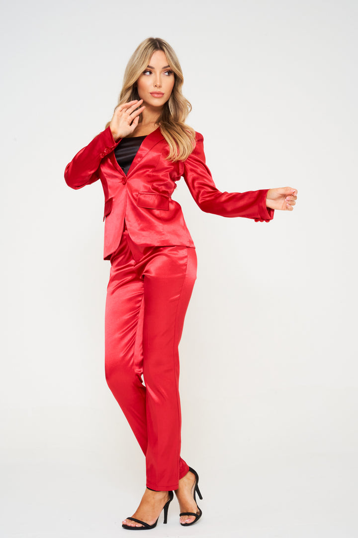Red 2-Piece Trouser Suit