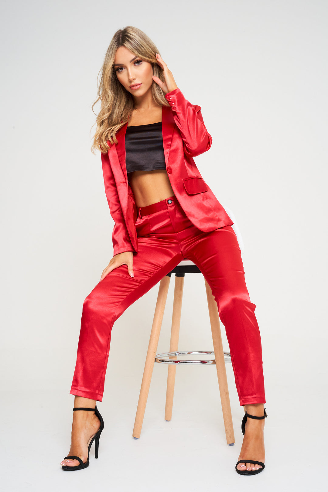 Red 2-Piece Trouser Suit