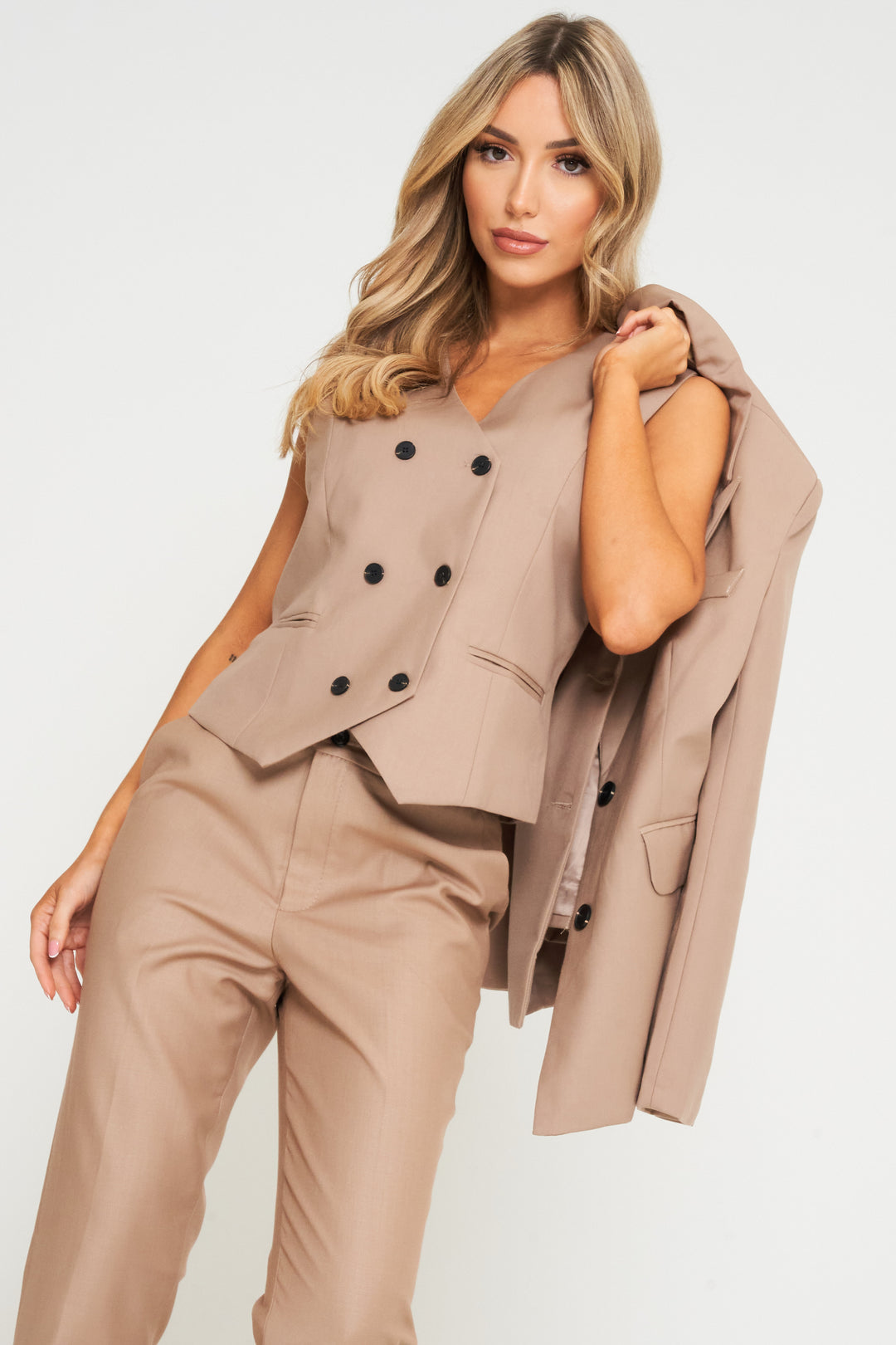 Khaki 3-Piece Trouser Suit