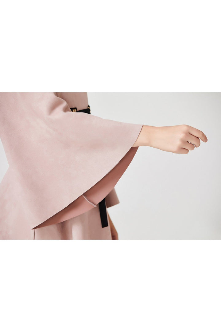 Flare Sleeved Oriental Style Midi Dress - Flared Sleeve